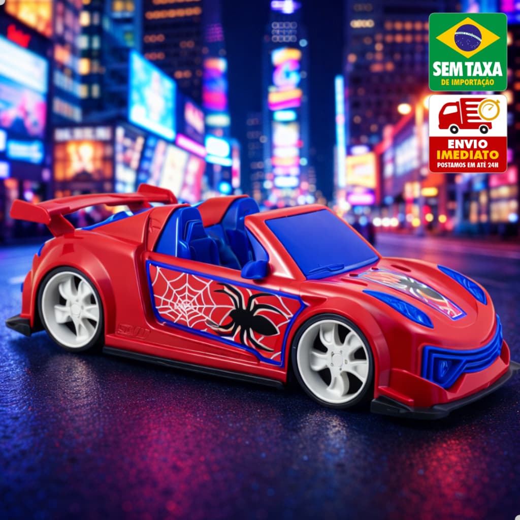 Carrinho de Brinquedo Conversível 37,5cm Power Gotham Aranha Infantil Grande Aventura