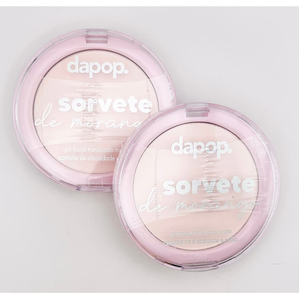 Pó Facial Translúcido Matificante Sorvete de Morango Dapop - Pó Matificante Dapop