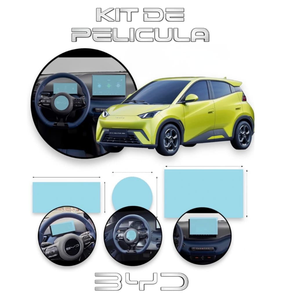Kit Premium Películas Hidrogel Byd Dolphin Mini Multimídia Volante Velocímetro