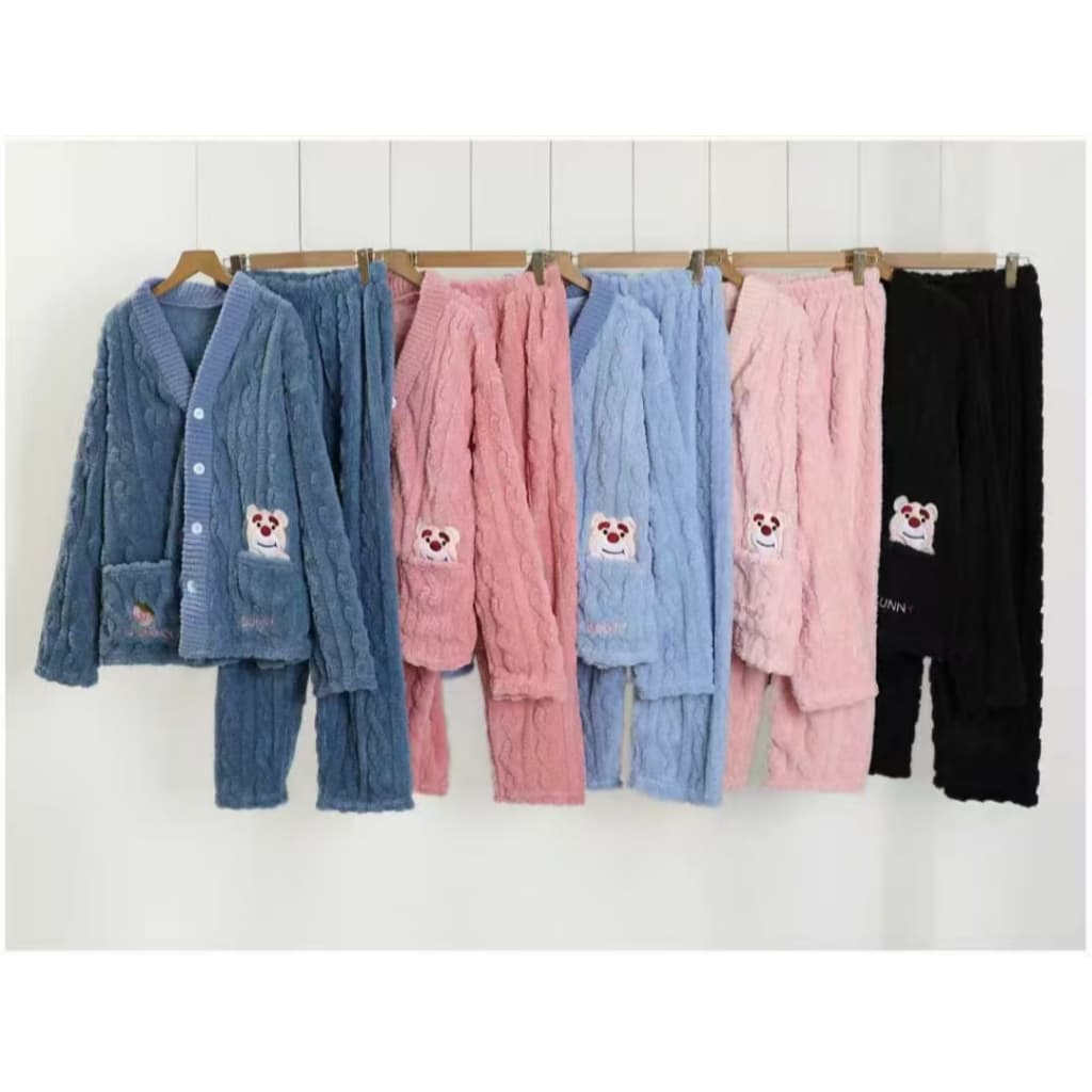 Pijama Feminino Longo Fleece Peludinho Fechado Inverno Quentinho Toque Macio Premium