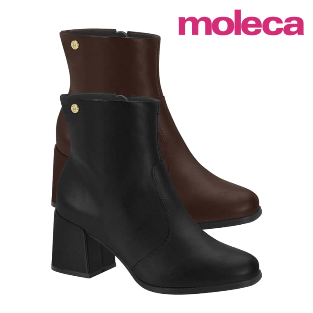 Bota Feminina Moleca Casual Salto Grosso Cano Curto Confortável Original Lançamento