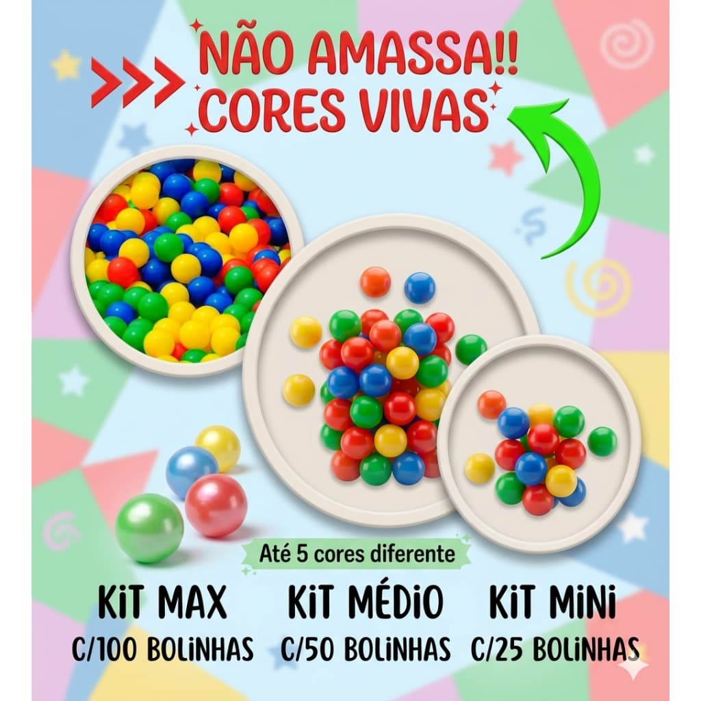 Bolinhas coloridas kits com 25 até 100 unidades piscina de bolinha selecione seu kit