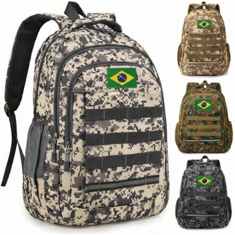 Mochila Camuflada Resistente Estilo Militar Impermeável 40L + Patch Br