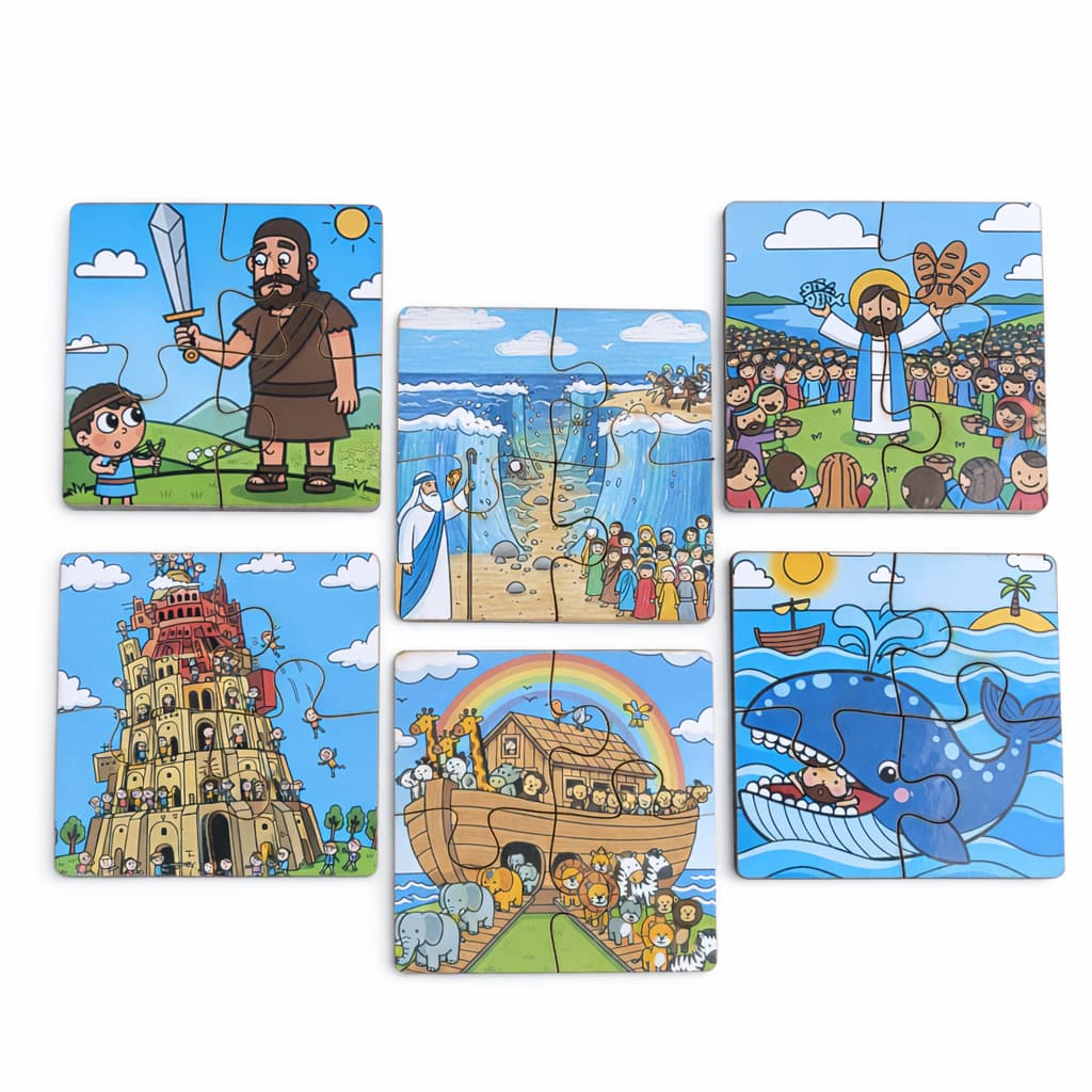 Kit Quebra Cabeça Educativo Bíblico Criativo Infantil Pedagógico MDF Lembrancinha para Festa