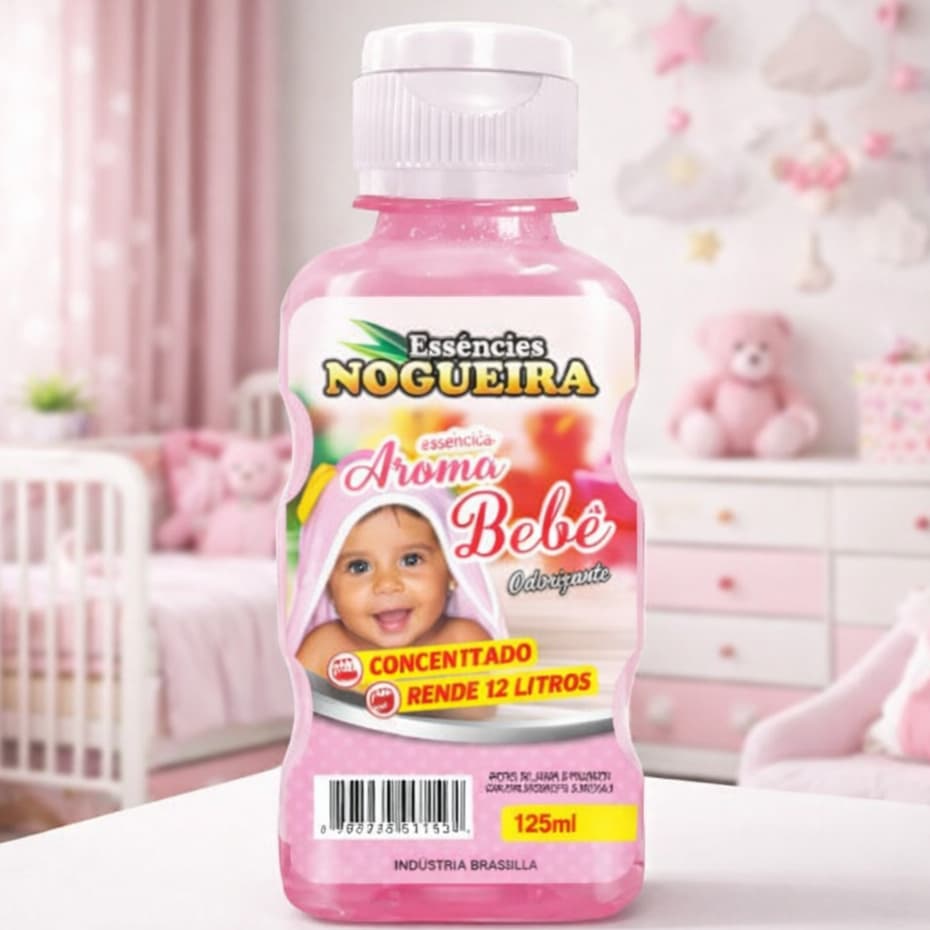 Essência Desinfetante Odorizador Aroma Bebê 125ml Concentrado Rende 12 Litros Cheirinho Ambiente