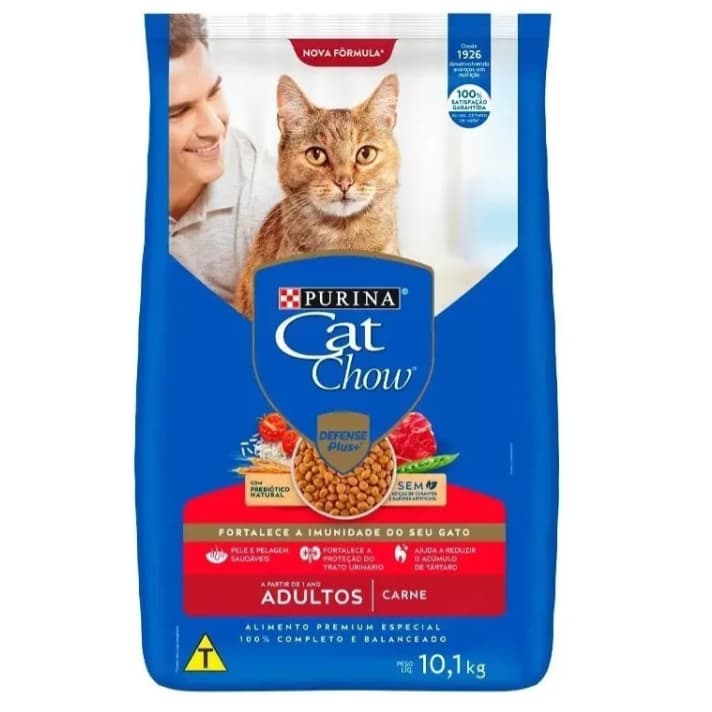 Ração Nestlé Purina Cat Chow para Gatos Adultos sabor Carne ou Peixe - 10,1KG