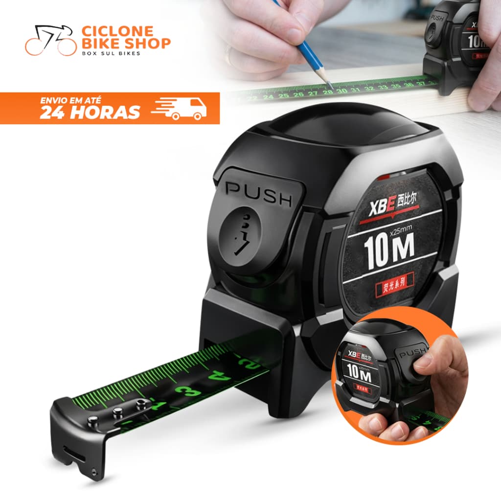Fita Métrica Trena Profissional 7.5m ou 10m Aço Reforçado Alta Precisão Trava Automática