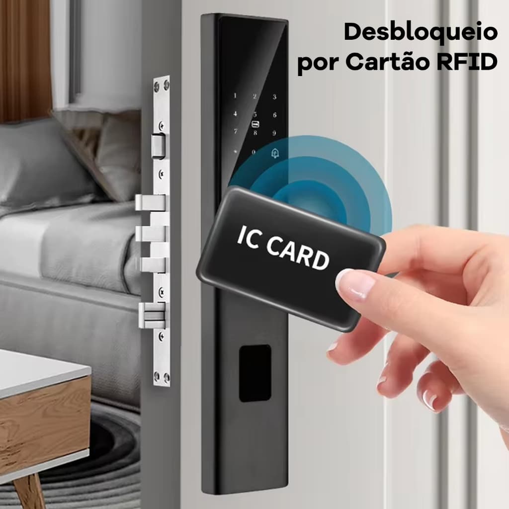 Fechadura Eletrônica Biométrica Senha RFID App Sem Chave Alta Segurança