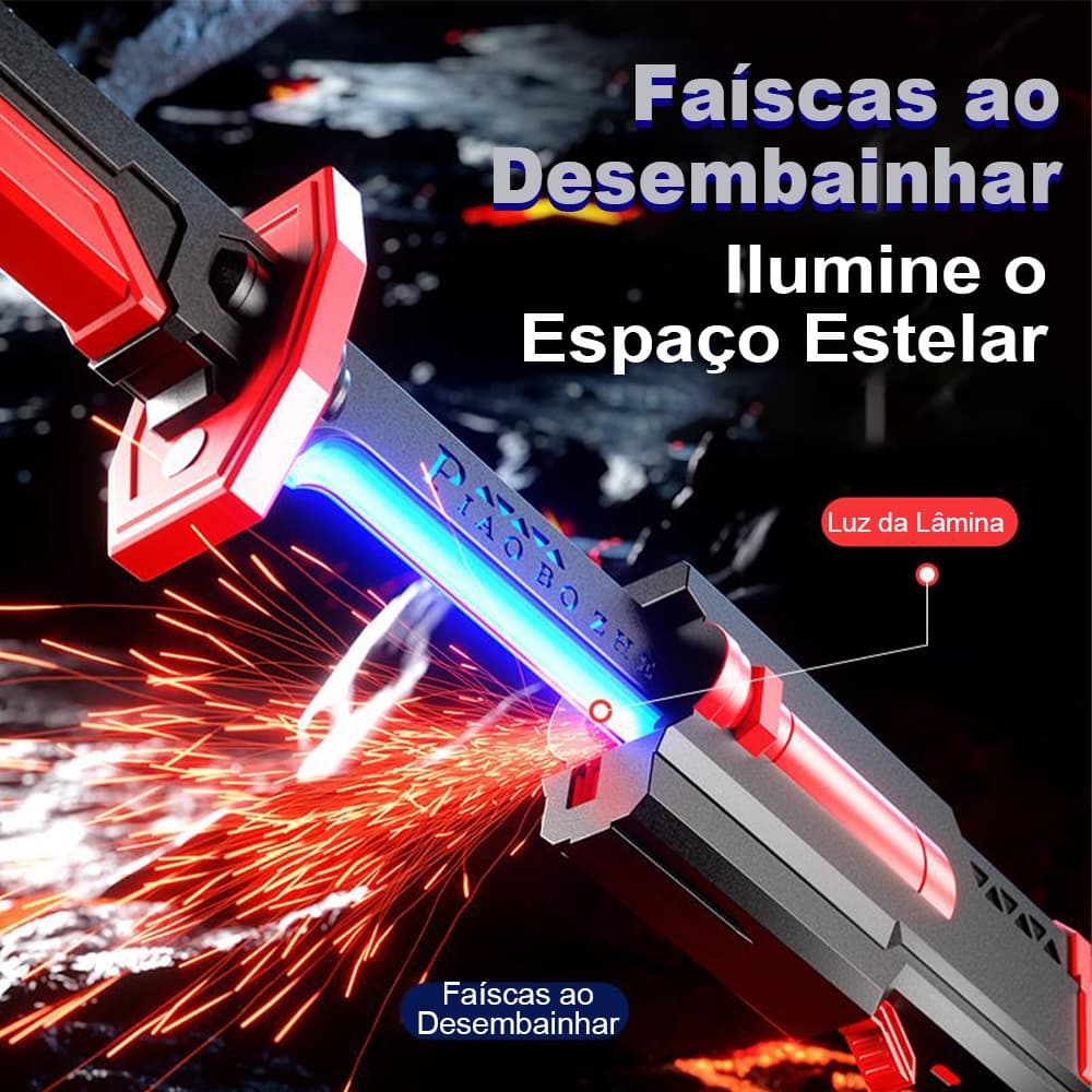 Espada Katana Samurai Grande 80Cm Com Led RGB Faisca E Fumaça Sabre De Luz luminado