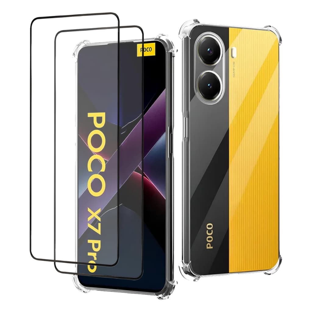 Kit com Capinha + 2 Películas de vidro 3D Frontal Para Xiaomi Poco X7 Pro