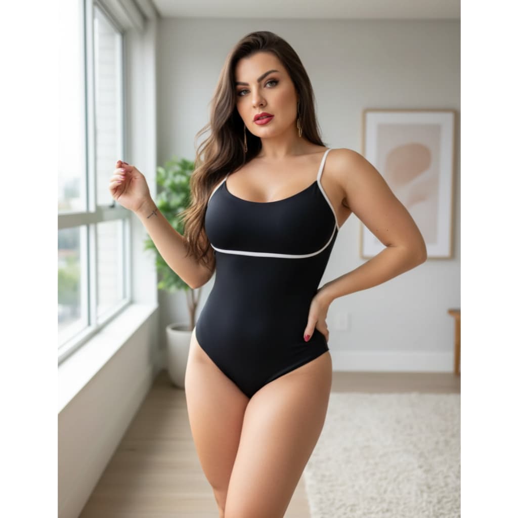 Body Bicolor Colant Feminino Moda Elegante
