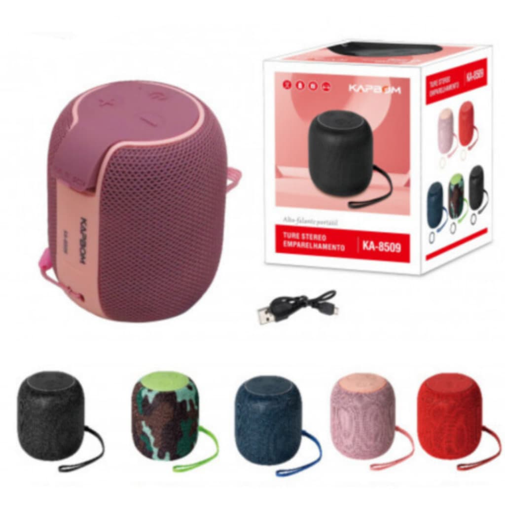 🎵 Mini Caixa de Som Bluetooth Kapbom 5W 🔋 Portátil Colorida 📻 Rádio FM USB SD Som Potente