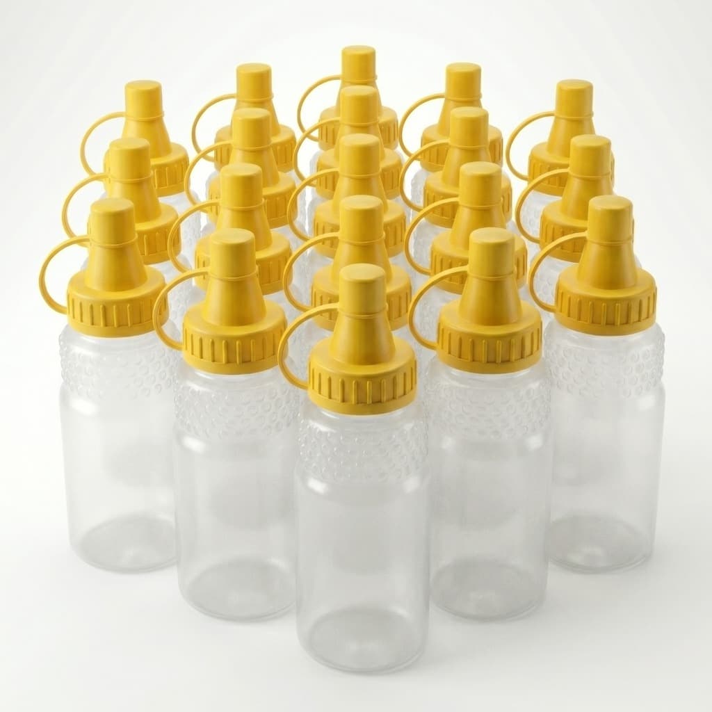 Kit Bisnagas Para Mel 280g (200ml) Frasco Com Tampa Lacre Amarela