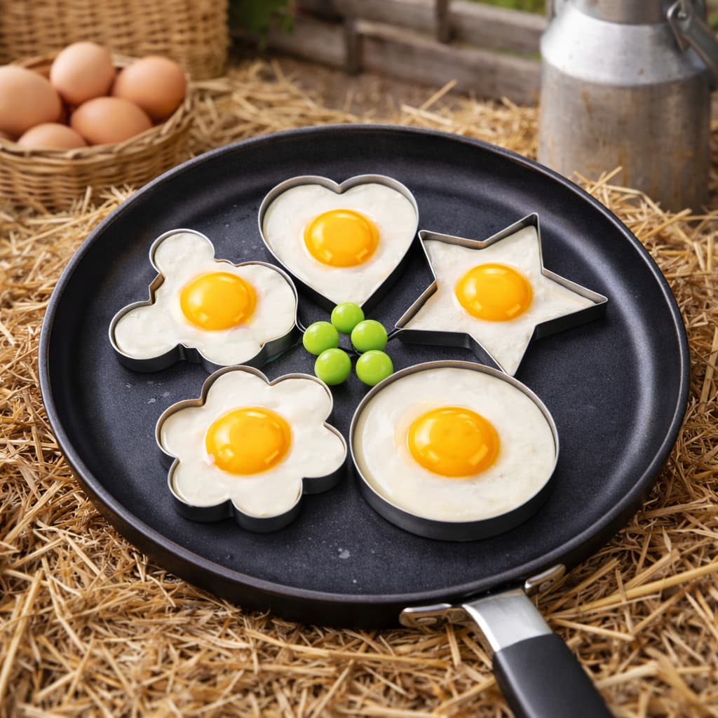 1 a 5 Forma Ovo Frito Tapioca Omelete Molde Silicone Antiaderente Molde Ovo Redondo Panqueca Cozinha Divertida