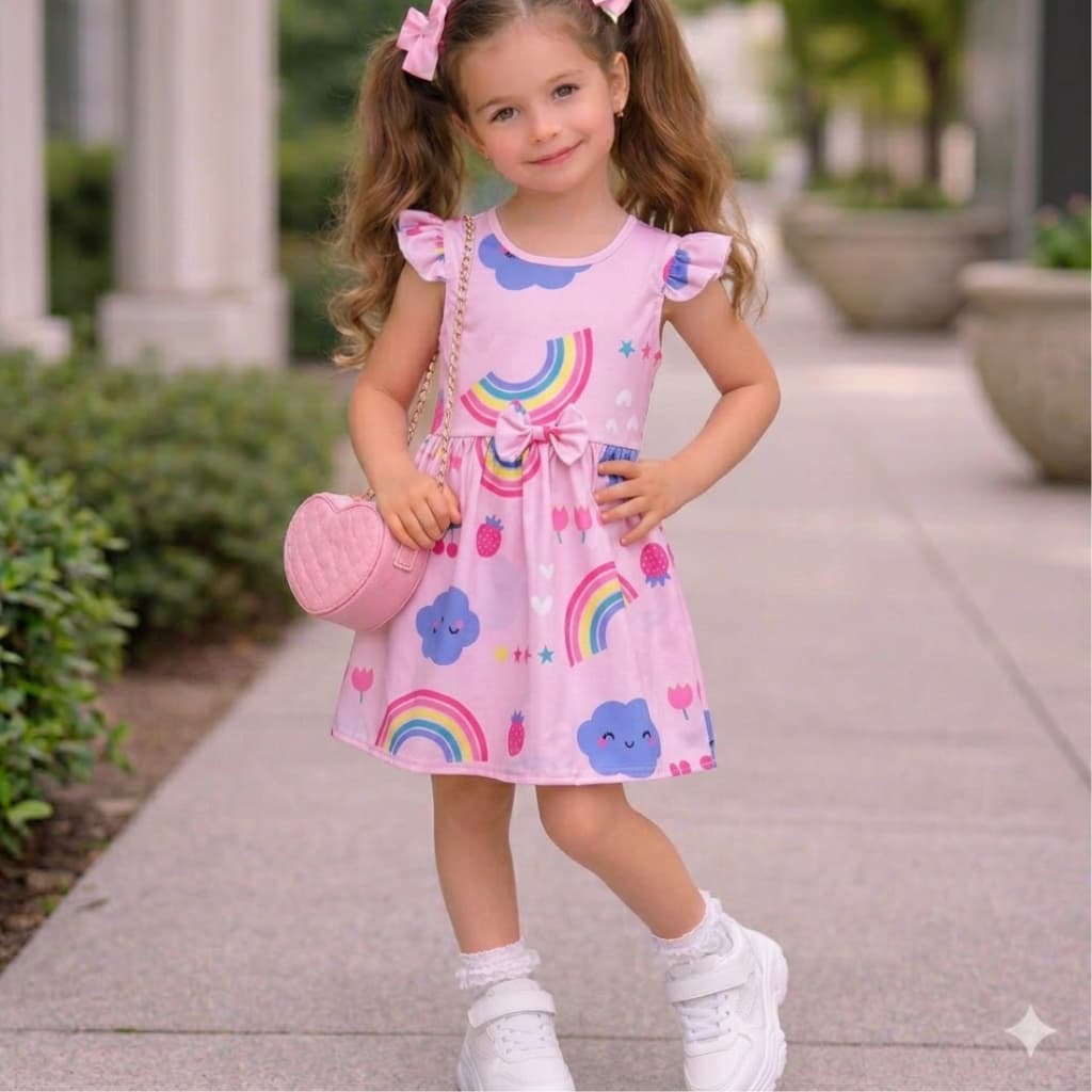 vestido infantil menina roupa infantil feminina vestido estampado verão
