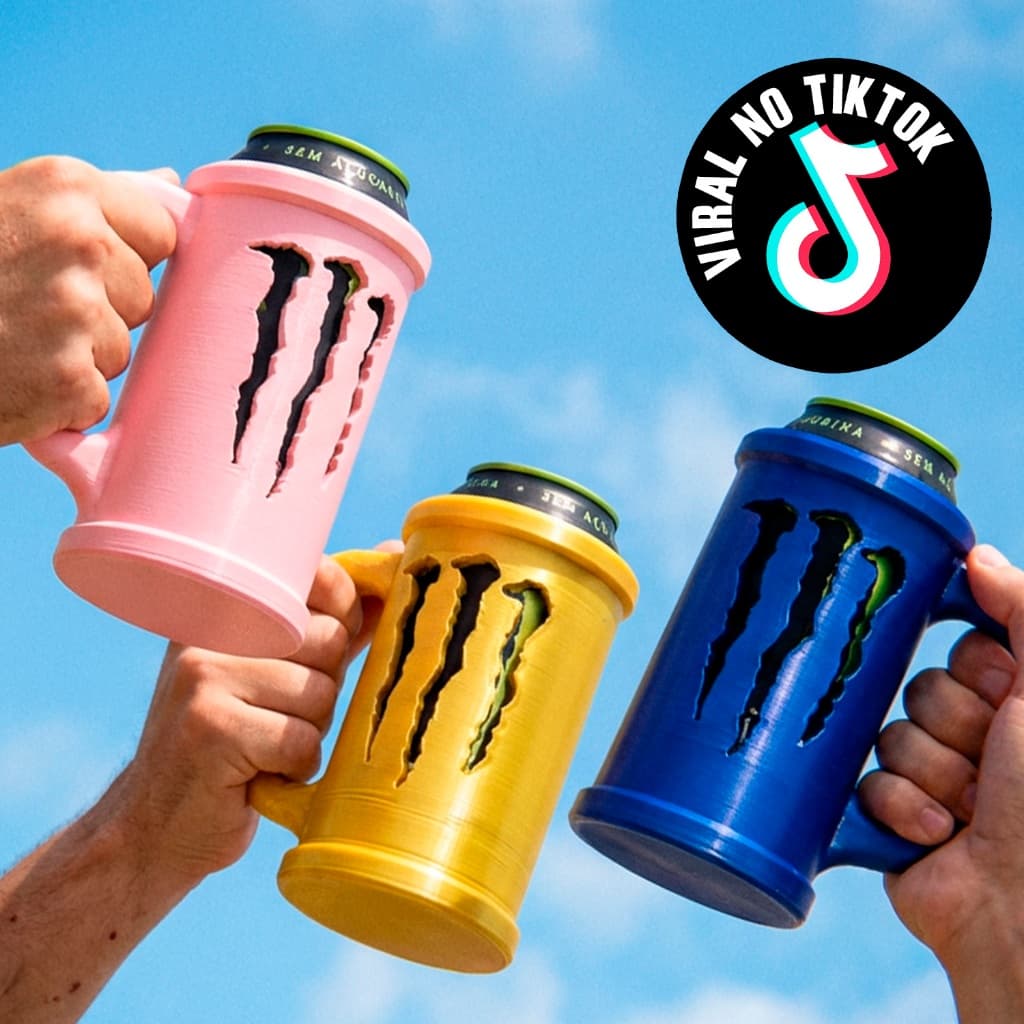 Porta Lata Monster 473ml Colecionável 3 em 1 com Tampa Protetora + Abridor | Novas Cores