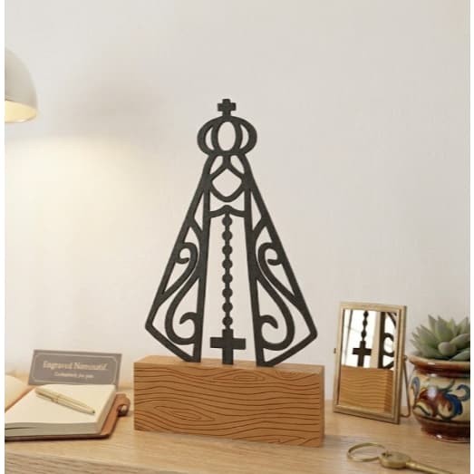 Silhueta Decorativa Nossa Senhora Aparecida Troféu Decoração Casa Sala Quarto Oratório Enfeite Religioso