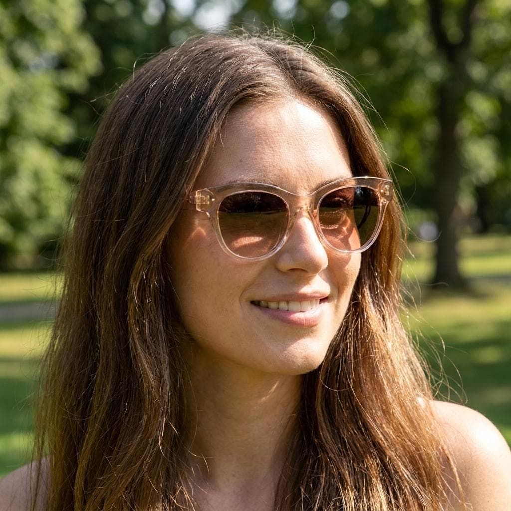 Óculos de Sol Feminino Redondo Marrom Claro Transparente Polarizado