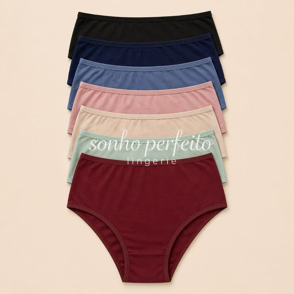 Kit Calcinhas Cós Alto Gestante Plus Size Conforto Não Marca Forro 100% Algodão