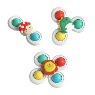 Brinquedo Spinner com Chocalho Fidget Infantil Giratório Ventosa Brinquedos para bebê Banho Barulho