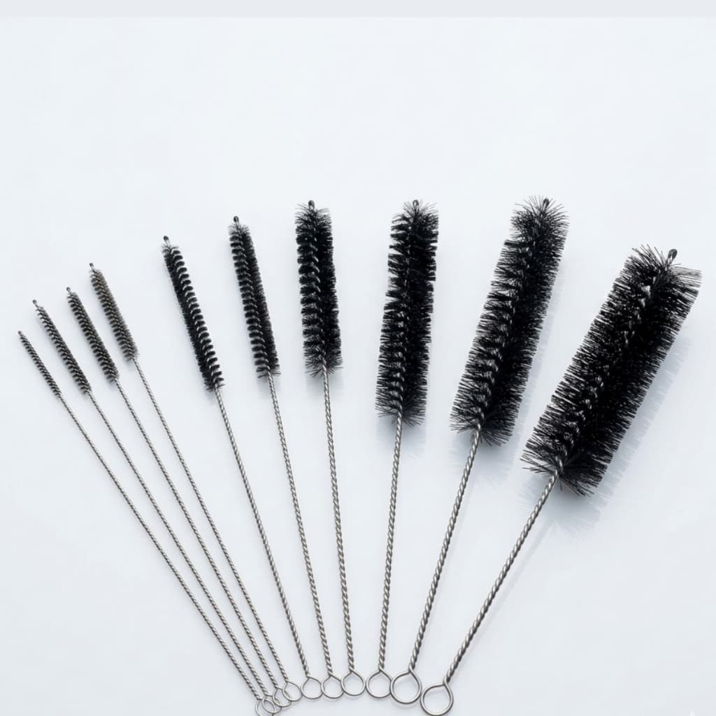 10 Escovas Limpeza Canudo Cerdas Nylon Inox Tamanhos Variados