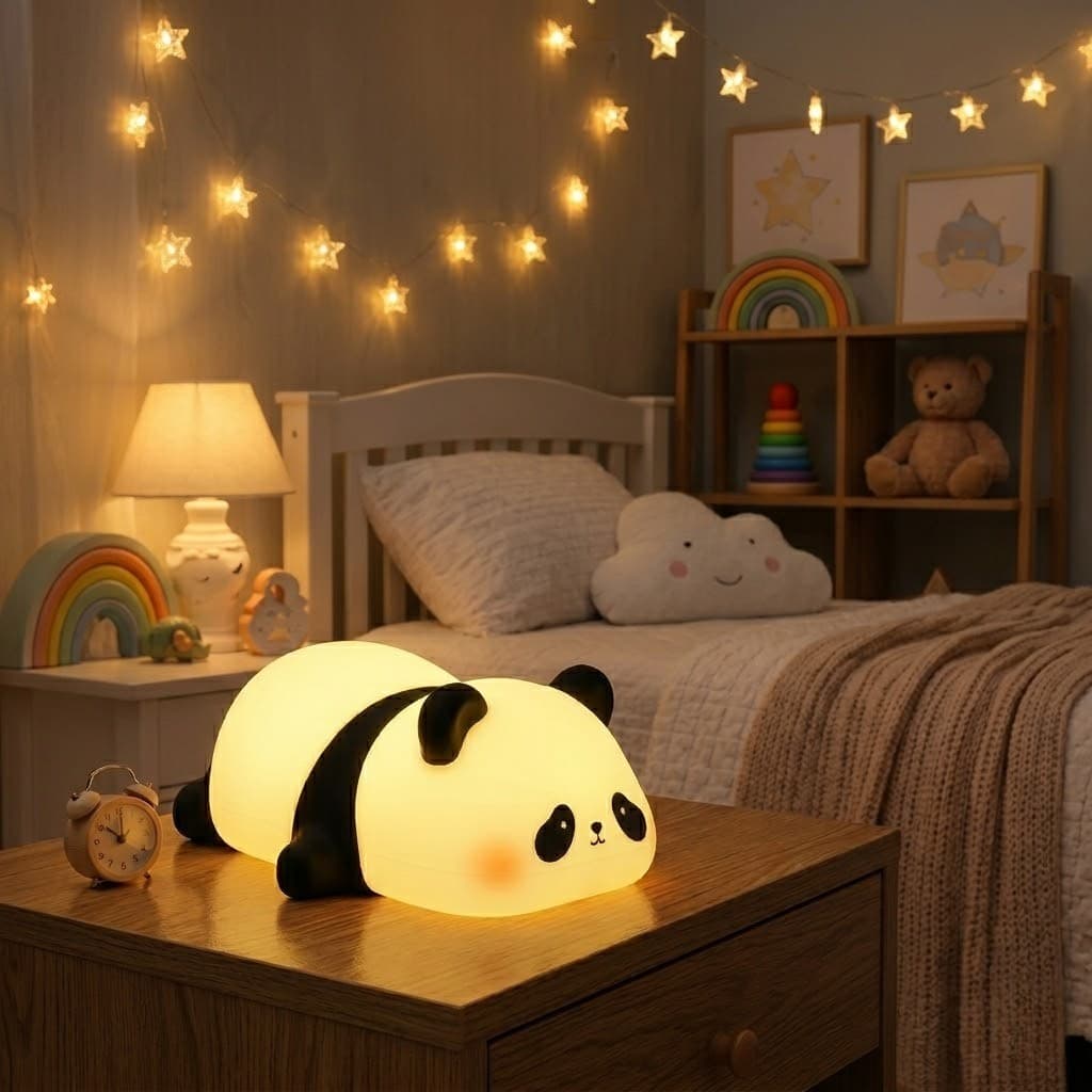 Luminária Noturna Silicone Touch Recarregável USB Panda Cachorrinho coelho Abajur Infantil Luz Suave
