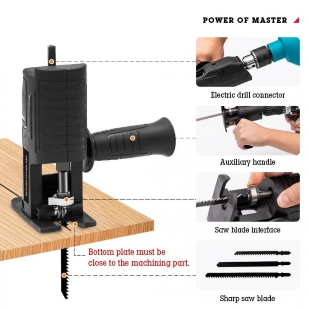 🔧 Adaptador Serra Tico Tico Para Furadeira Kit + 3 Lâminas