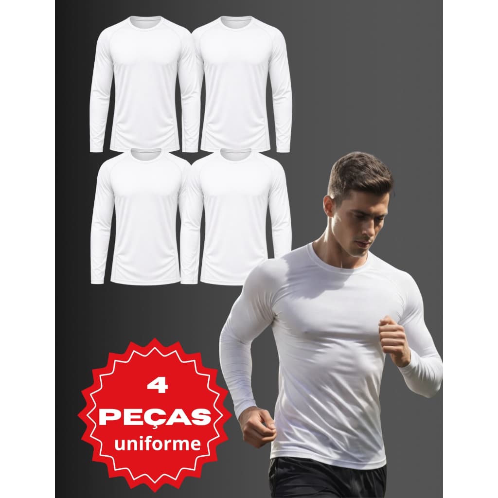 Kit 4 Camisas Segunda Pele Uniforme Treino Academia