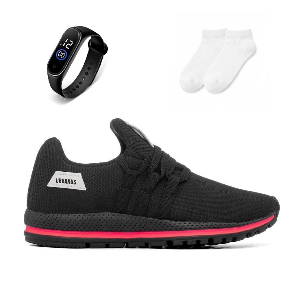 Kit Tenis Feminino + Relogio + Meia Esportivo Versatil Caminhada Treino Corrida Lançamento Promoção
