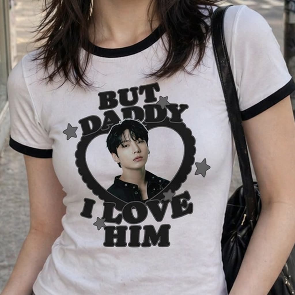 Camisa Feminina Baby Tee I Love Jungkook BTS Black T-shirt Vintage Y2K estética BabyLook