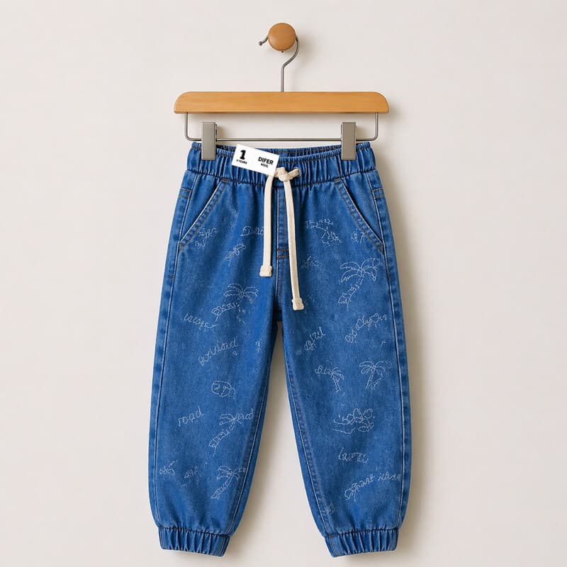 Calça Jeans Jogger Infantil Bebê Menino 1 a 3 Anos Cós Ajustável Confortável