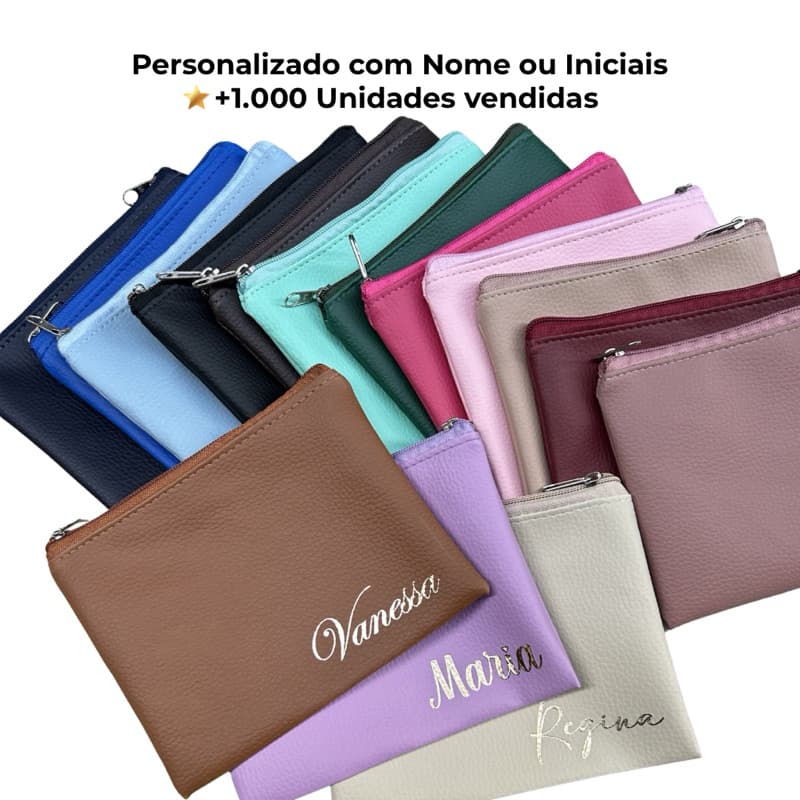 Necessaire Slim 17x12cm personalizada com Nome Casamento Madrinhas Lembracinha
