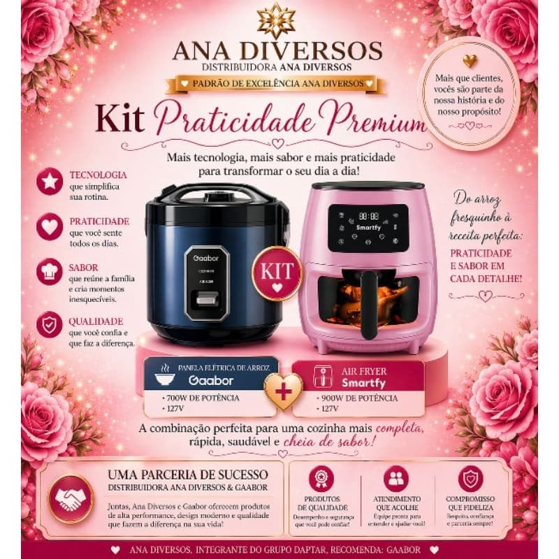 🌈🇮🇱✡🇧🇷KIT PERFEITO AIR FRYER 3,6L 900W + PANELA ELÉTRICA DE ARROZ 700W 127V.