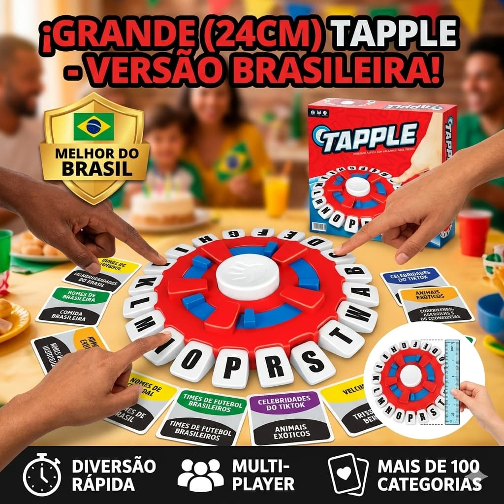 Jogo Tapple Brasil 24cm Palavras Rápidas Educativo Família Crianças Adultos Festa Presentes para crianças