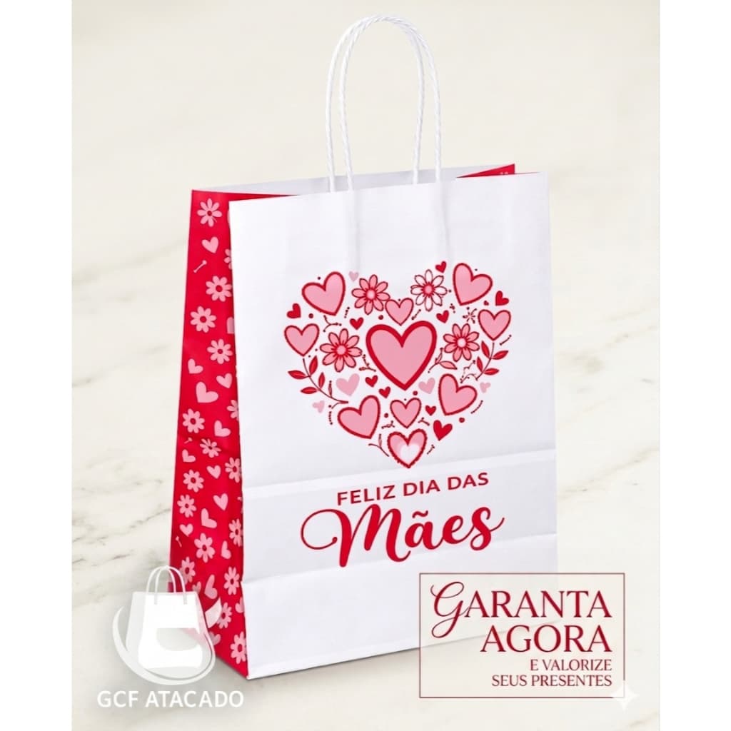 10 Sacola Kraft Personalizada Feliz Dia Das Mães Comemoração Data Festiva Lojas Presentes Roupas