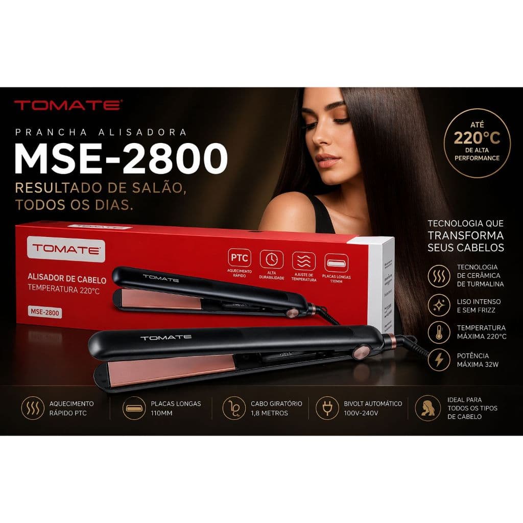 Chapinha Prancha Alisadora Tomate Profissional 32W Bivolt tecnologia de cerâmica