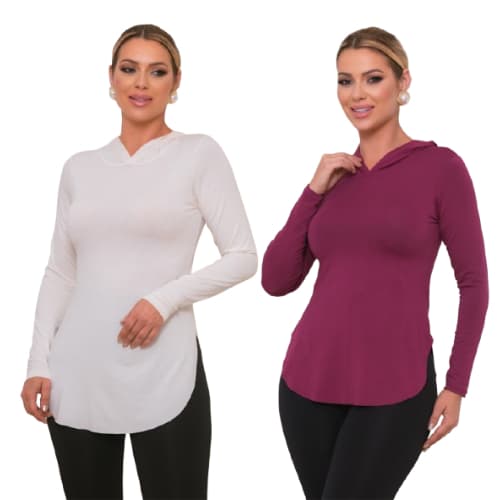 Kit 2 Blusas Feminina Tapa Bumbum vest legging Manga Longa Capuz Academia