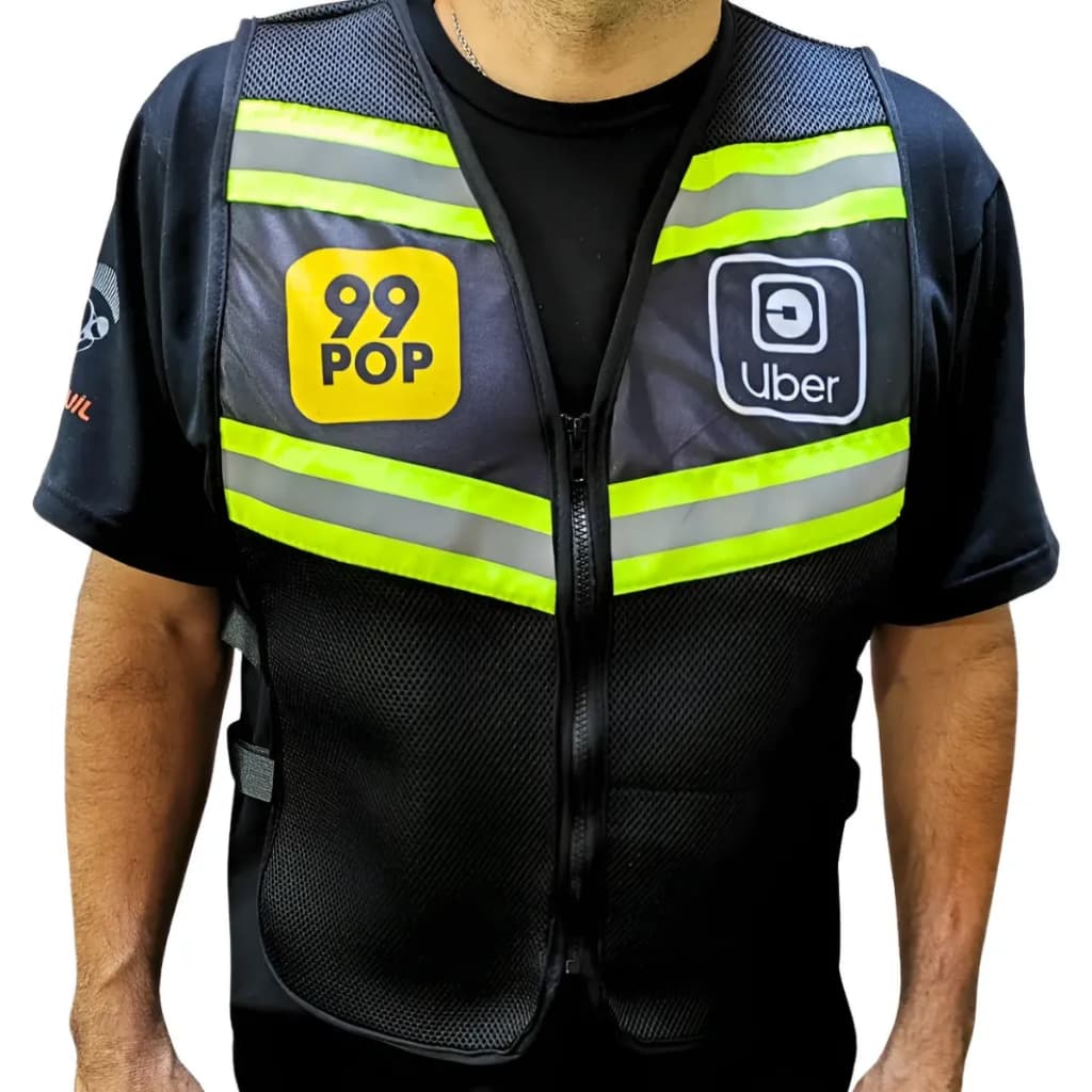 Colete Motoqueiro Motoboy Uber 99 Com Faixa Refletiva Segurança Noturna Entregador