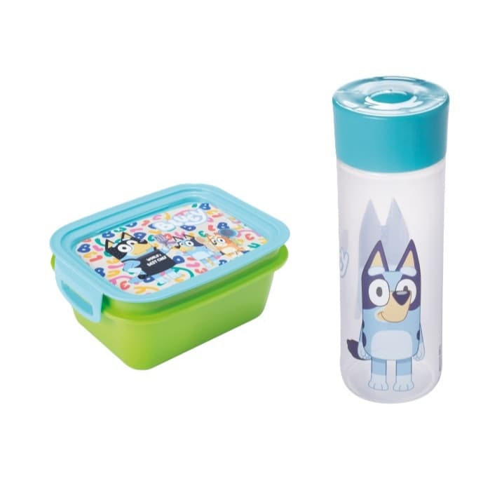 Kit Pote Marmita 630ml + Garrafa Go Bluey 750ml Lanche Escolar Infantil