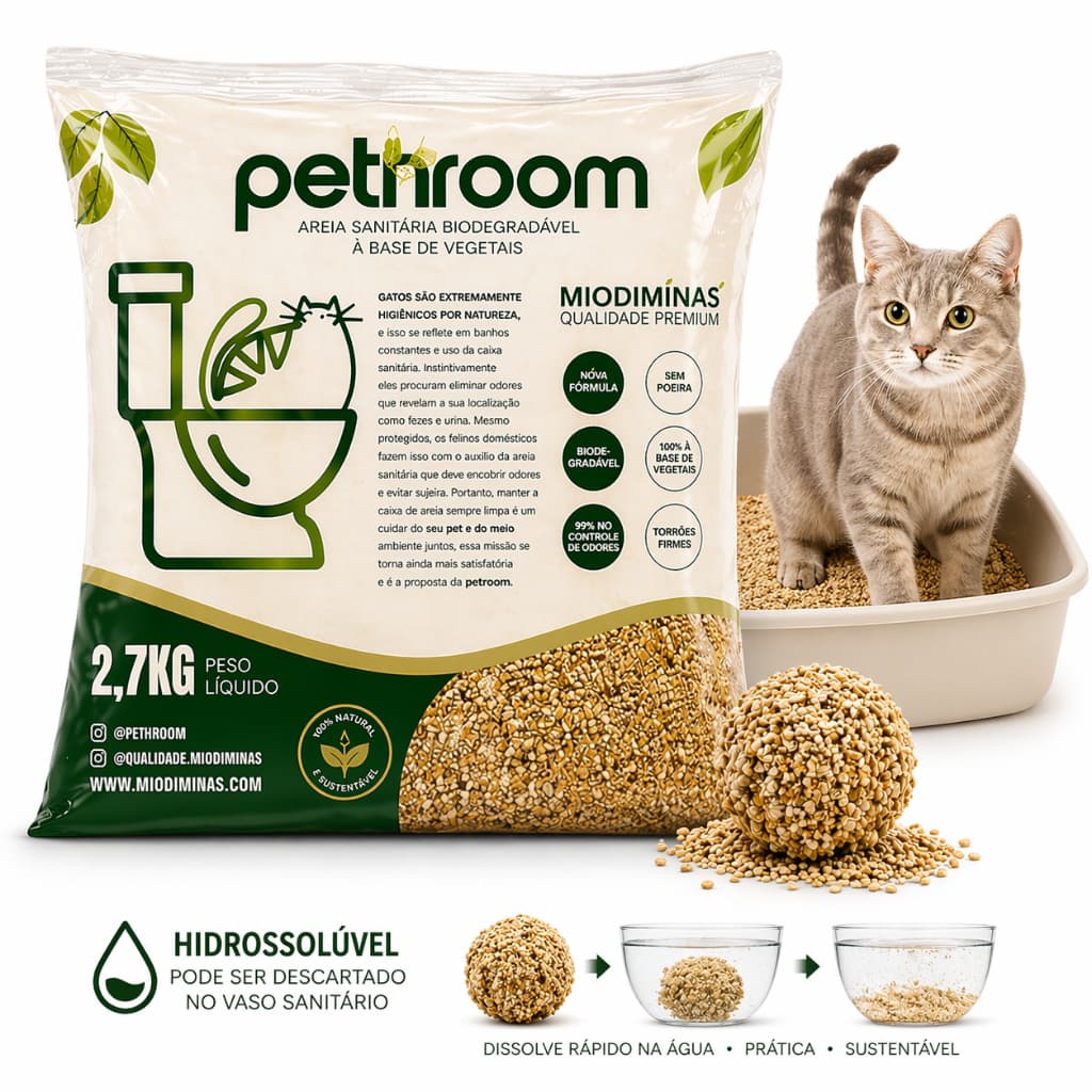 REFIL Areia Sanitaria Higienica para Gatos Biodegradavel Milho e Mandioca 2 A 27KG