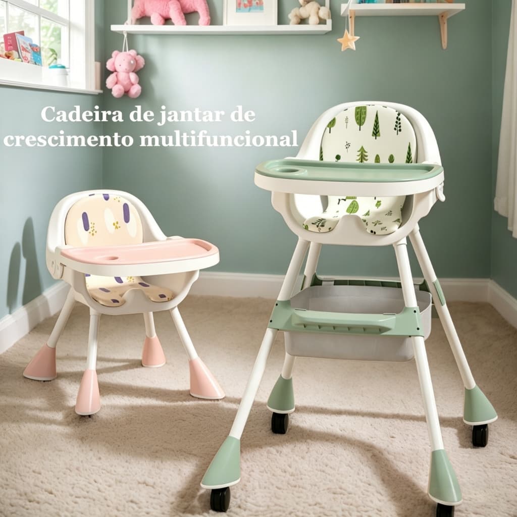 Cadeira De Alimentação Bebê Portátil 3 em 1 Jantar  Dobrável Multifunções Assento