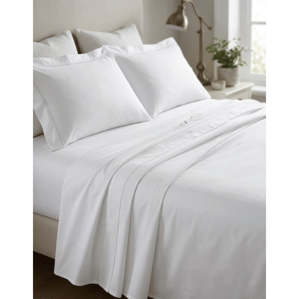 Jogo de Jogo de Cama Casal 150 Fios 100% Algodão Teka Diamante Branco 4 Peças