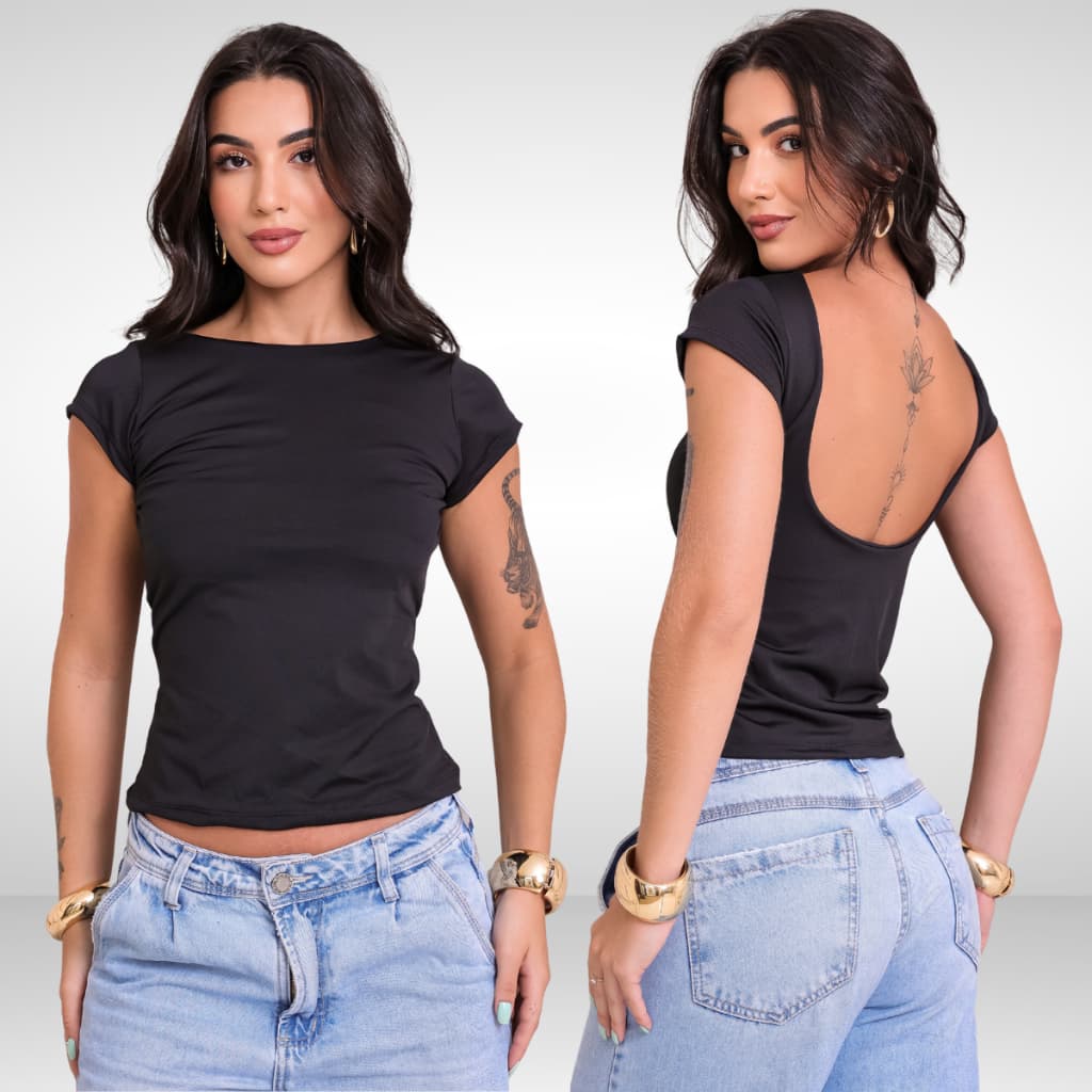 Blusa Baby Tee Feminina Básica Costa Nua Manga Curta Suplex Premium