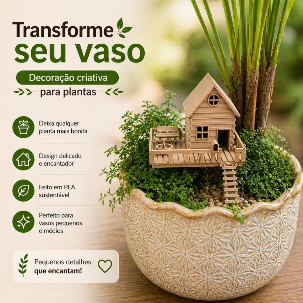 Mini Casa Decorativa para Vasos e Suculentas 🌿 | Enfeite Criativo para Terrário, Jardim e Decoração