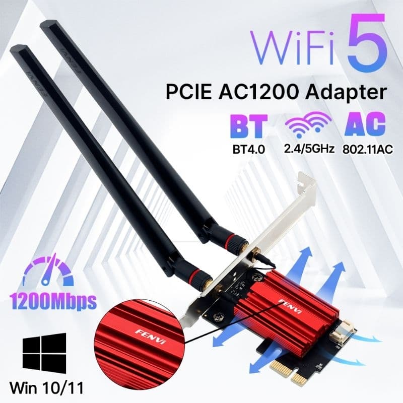 Placa Adaptador Wi-Fi PCIe 2.4/5GHz e Bluetooth 4.0