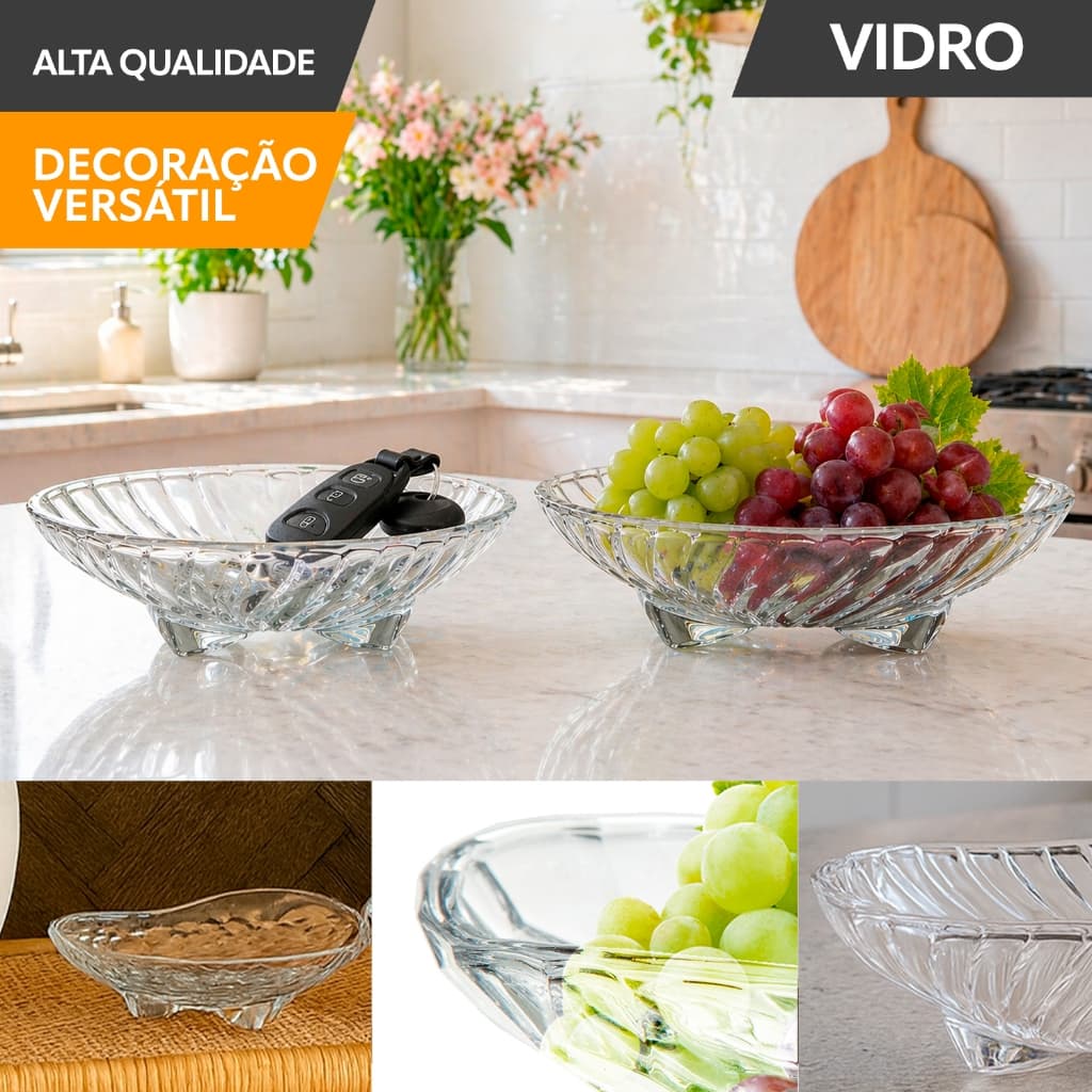 Fruteira De Vidro Saladeira Centro de Mesa Para Mesa Gourmet Suporte Fruta