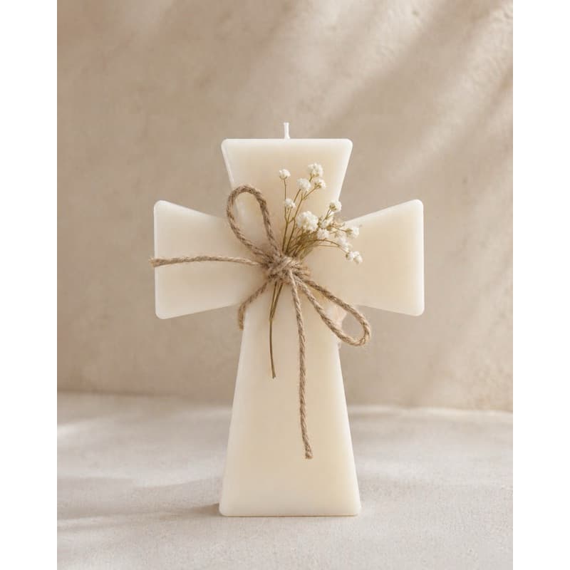 V ela Cruz Decorativa 85g Lembrancinha Batizado Comunhão Crisma | Kit 10 20 Unidades