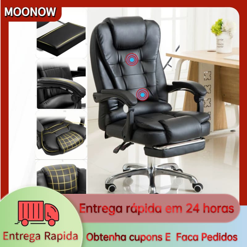 President office Chair, home office Chair with Footrest and Adjustable Backrest Massagem de Dois Pontos com Ativação USB