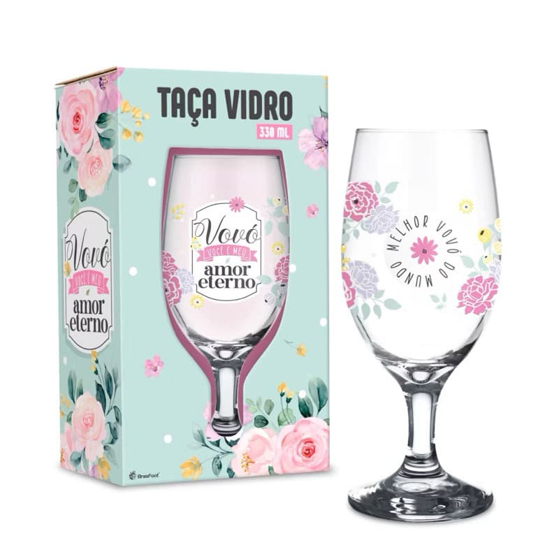 Taça de Vidro 330ml Brasfoot Vovó Você é Meu Amor Eterno Presente Criativo