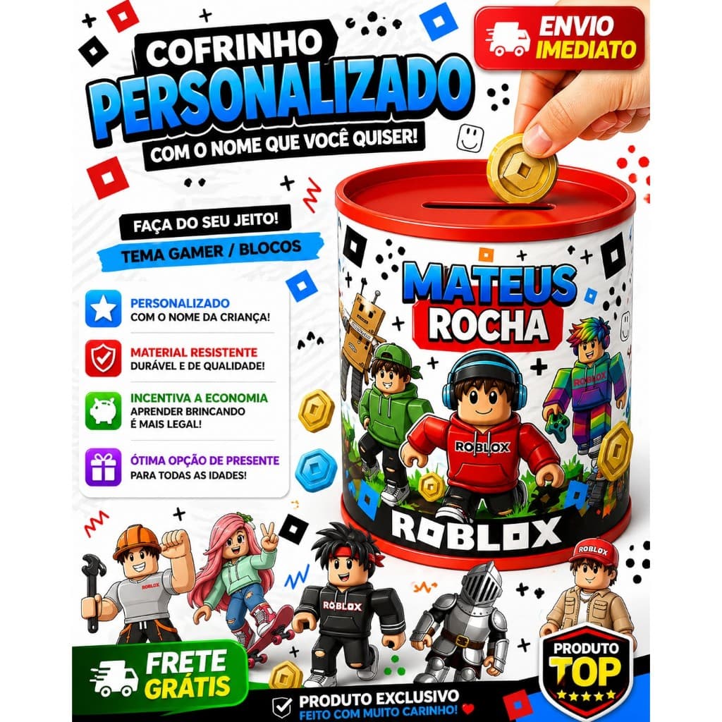 Kit 65 Rótulo Adesivo Tema Robox Personalizado cofrinho/bolinha de sabão/Tubete Aniversário, Lembrancinha